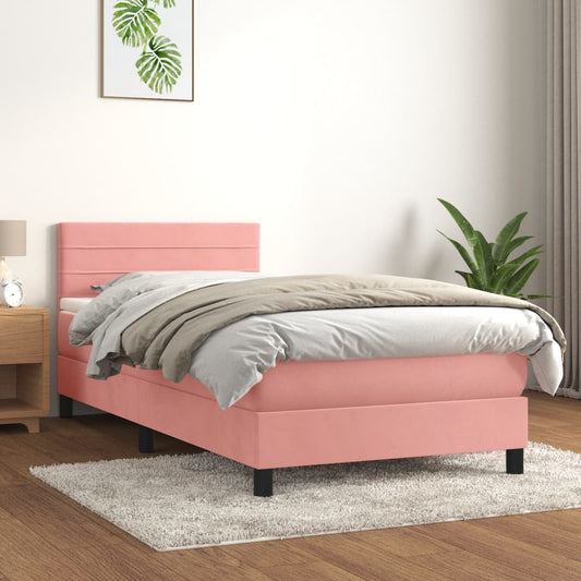 Boxspringbett mit Matratze Rosa 80x200 cm Samt