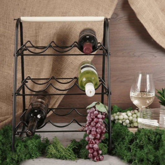 Home&Styling Weinregal für 9 Flaschen Metall Schwarz und Natur