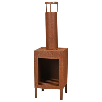 ProGarden Outdoor-Kamin mit Schornstein 100 cm Rost