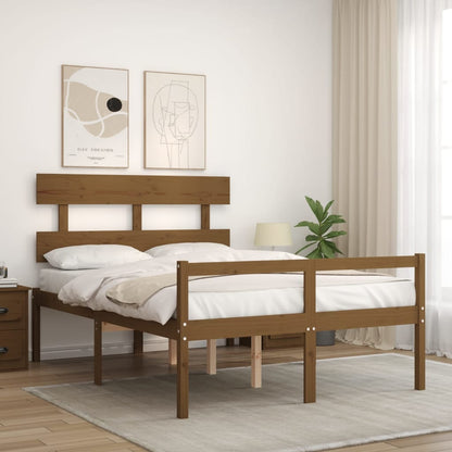 Seniorenbett mit Kopfteil 140x190 cm Honigbraun Massivholz