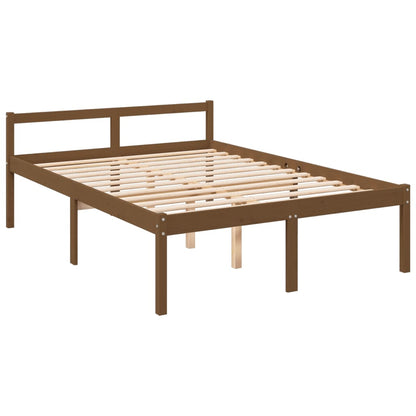 Seniorenbett mit Kopfteil 140x190 cm Honigbraun Massivholz