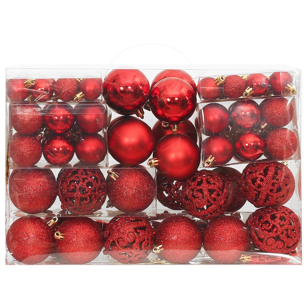 Set di palline di Natale da 111 pezzi, polistirolo rosso