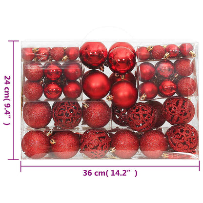 Set di palline di Natale da 111 pezzi, polistirolo rosso