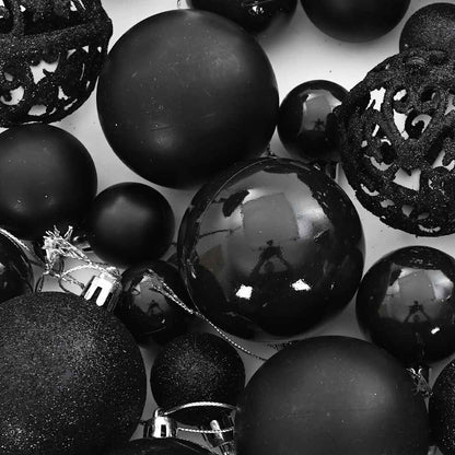 Set di palline di Natale da 111 pezzi, polistirolo nero