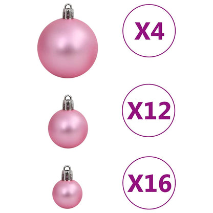 Set di palline di Natale da 111 pezzi, polistirolo rosa