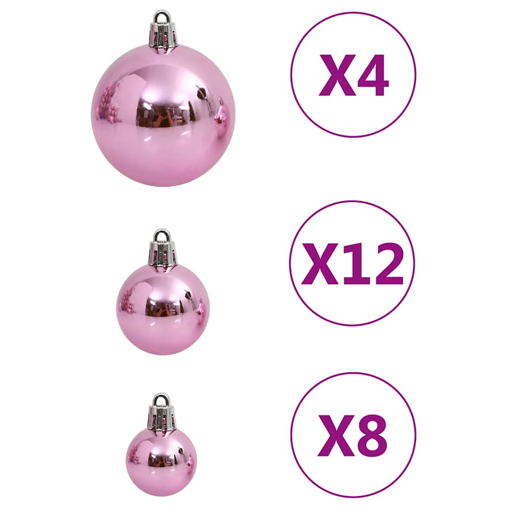 Set di palline di Natale da 111 pezzi, polistirolo rosa