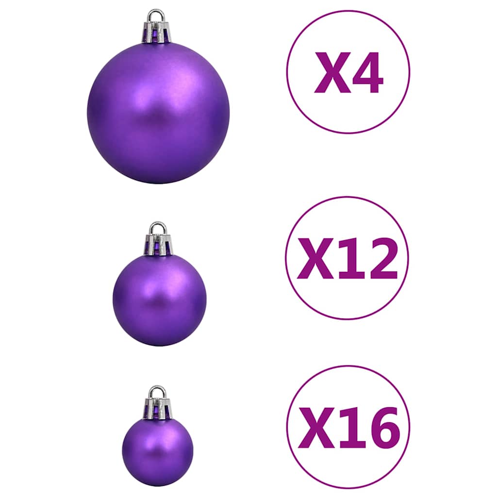 Set di palline di Natale da 111 pezzi, polistirolo viola