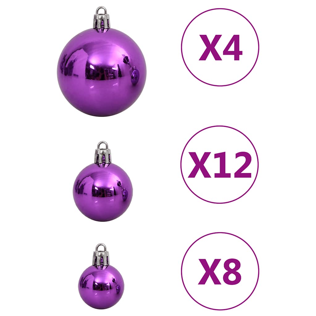 Set di palline di Natale da 111 pezzi, polistirolo viola