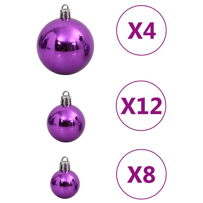 Set di palline di Natale da 111 pezzi, polistirolo viola