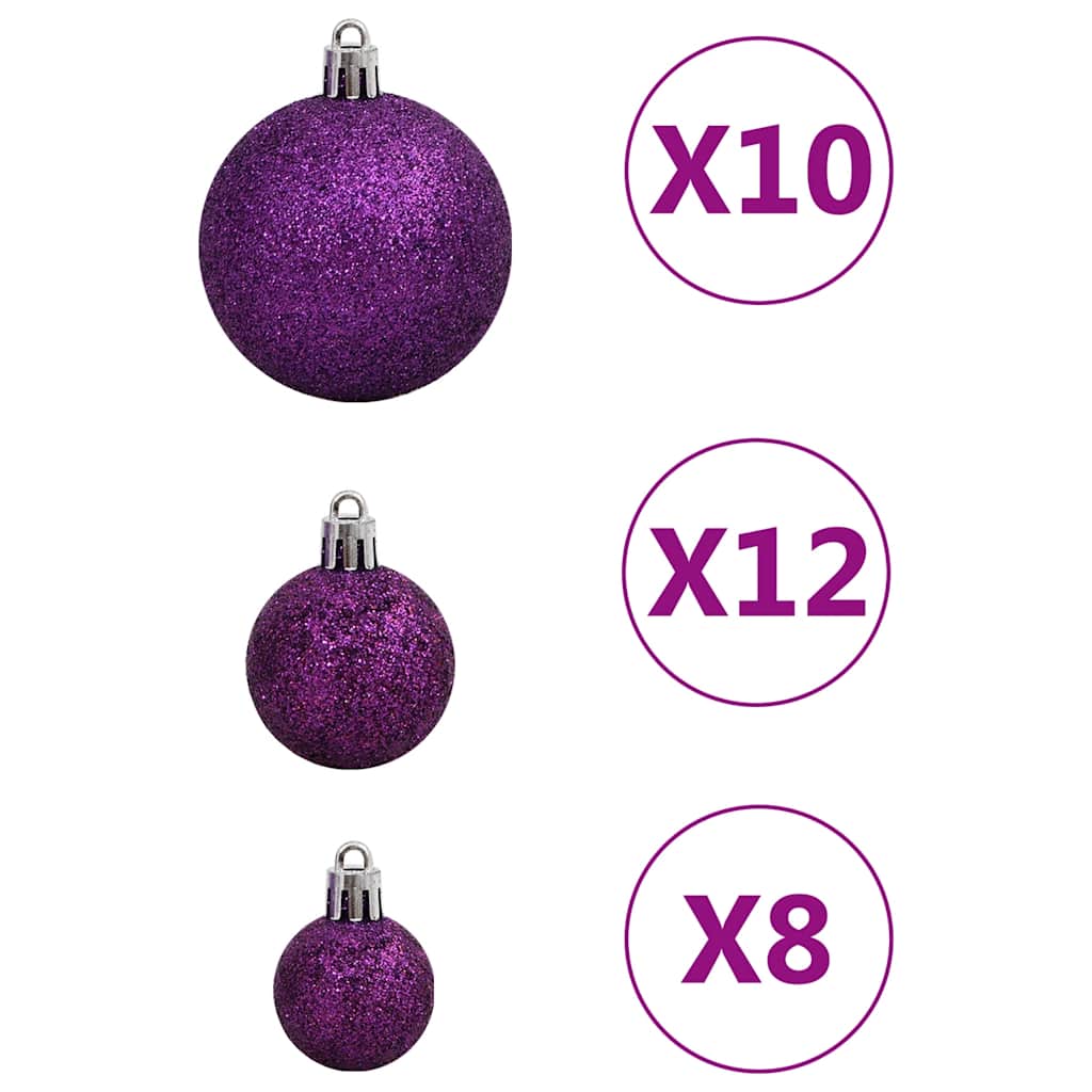 Set di palline di Natale da 111 pezzi, polistirolo viola
