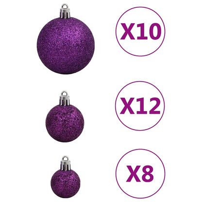 Set di palline di Natale da 111 pezzi, polistirolo viola