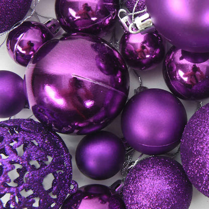 Set di palline di Natale da 111 pezzi, polistirolo viola