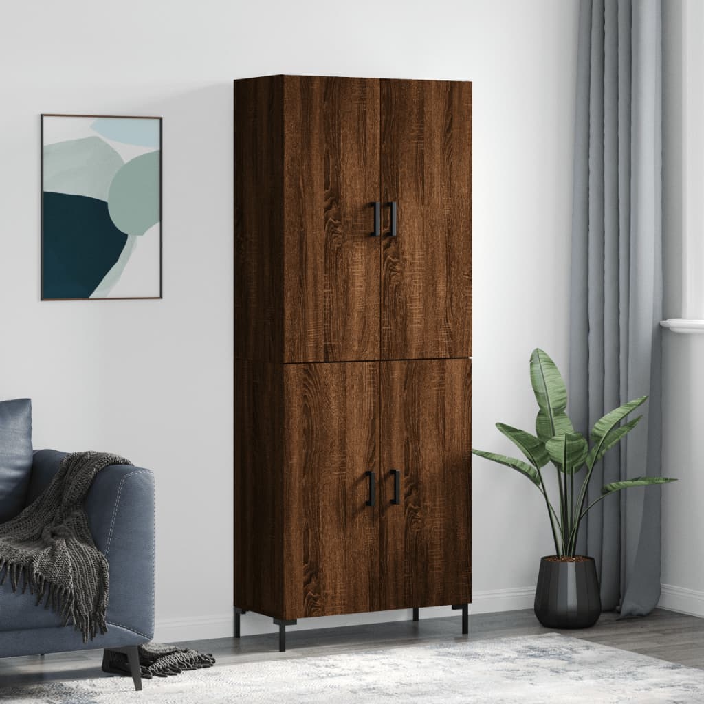 Highboard Braun Eichen-Optik 69,5x34x180 cm Holzwerkstoff