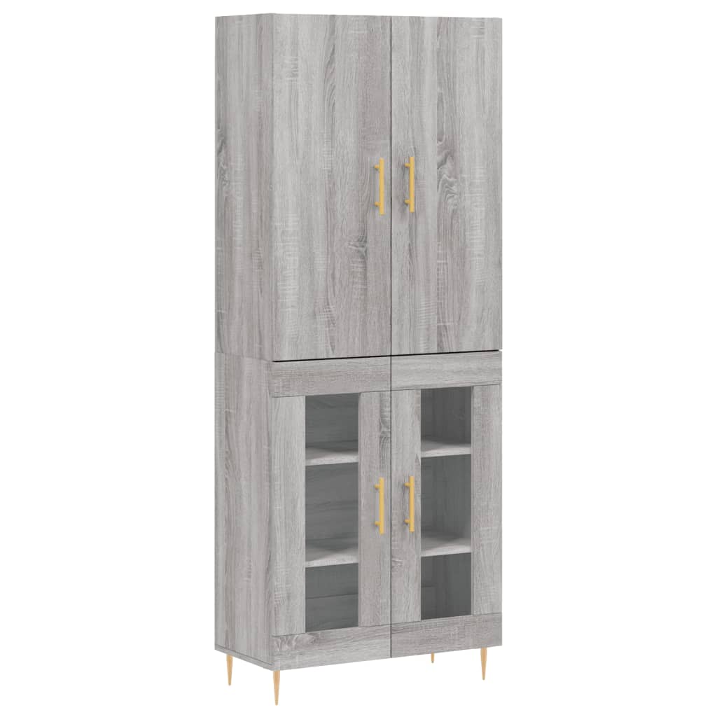 Highboard Grau Sonoma 69,5x34x180 cm Holzwerkstoff