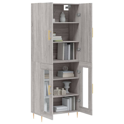 Highboard Grau Sonoma 69,5x34x180 cm Holzwerkstoff