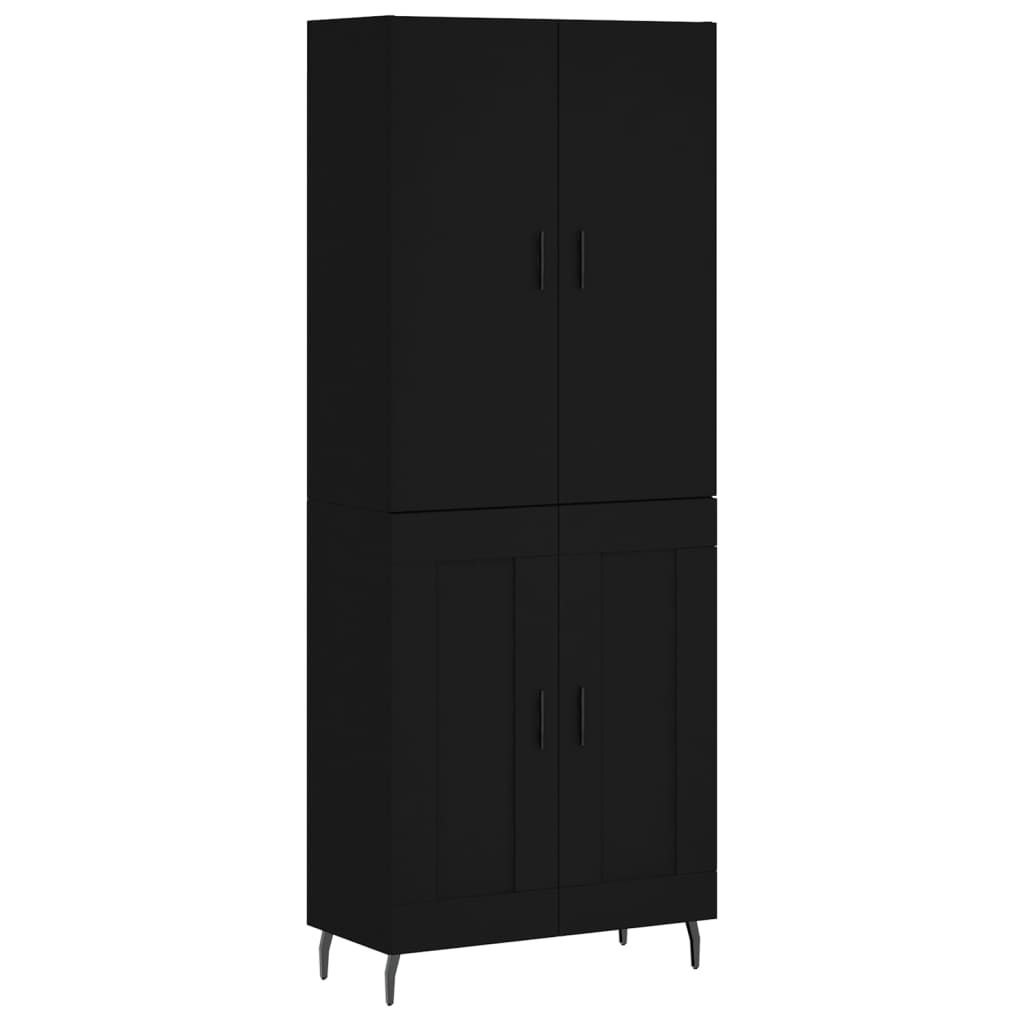 Highboard Schwarz 69,5x34x180 cm Holzwerkstoff