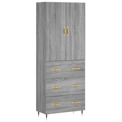 Highboard Grau Sonoma 69,5x34x180 cm Holzwerkstoff