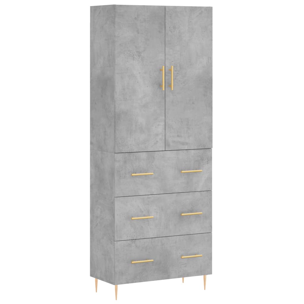 Highboard Betongrau 69,5x34x180 cm Holzwerkstoff