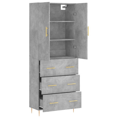 Highboard Betongrau 69,5x34x180 cm Holzwerkstoff