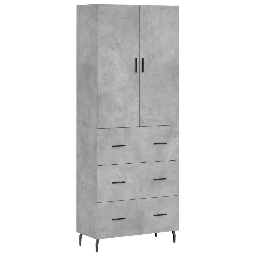 Highboard Betongrau 69,5x34x180 cm Holzwerkstoff