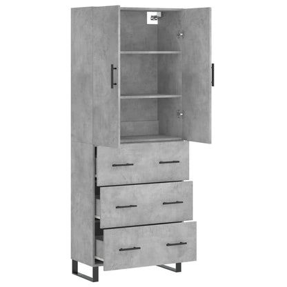 Highboard Betongrau 69,5x34x180 cm Holzwerkstoff