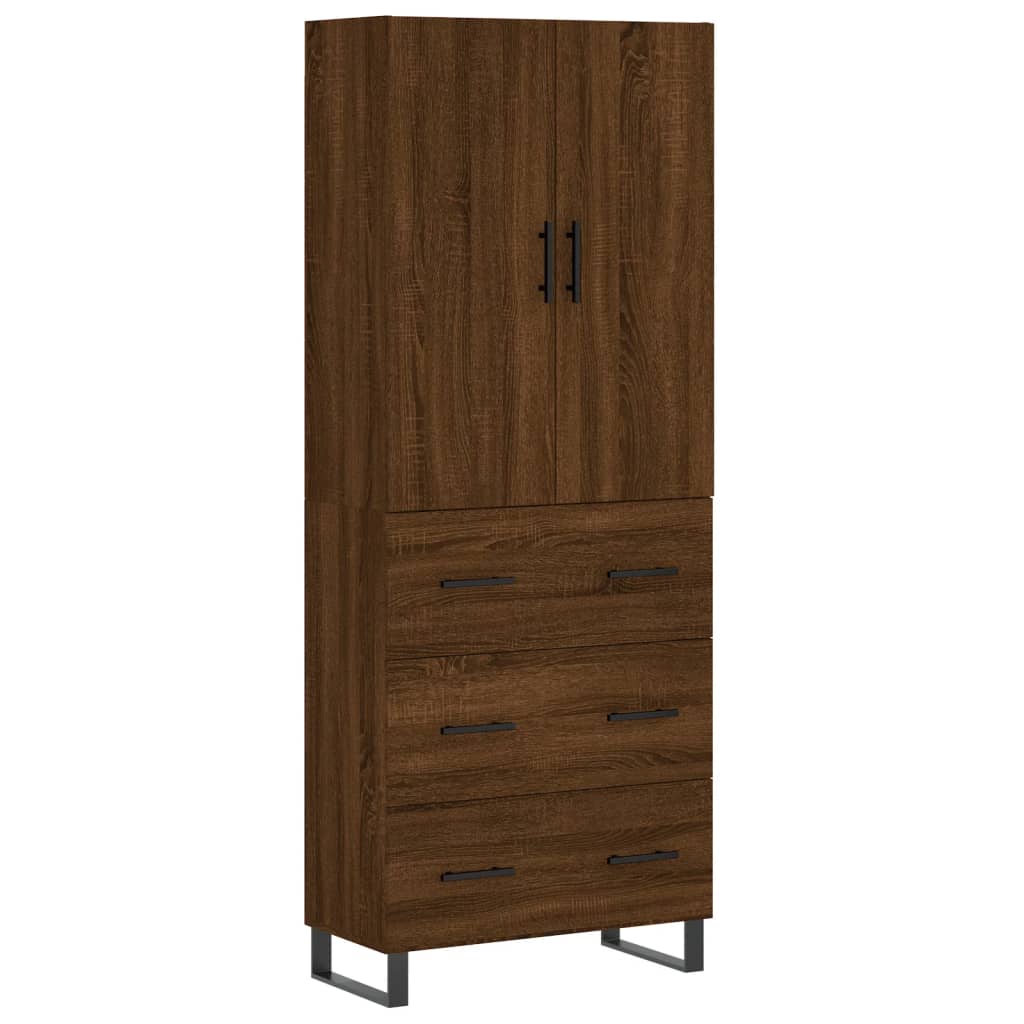 Highboard Braun Eichen-Optik 69,5x34x180 cm Holzwerkstoff