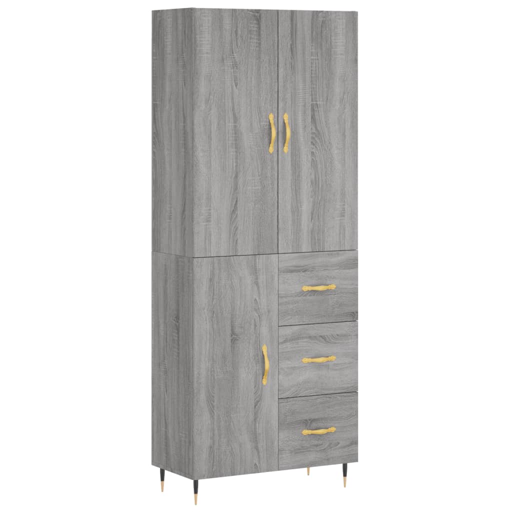 Highboard Grau Sonoma 69,5x34x180 cm Holzwerkstoff