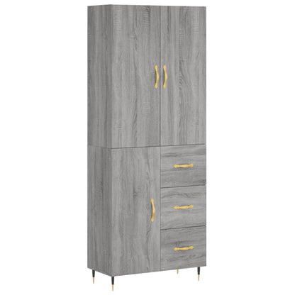 Highboard Grau Sonoma 69,5x34x180 cm Holzwerkstoff