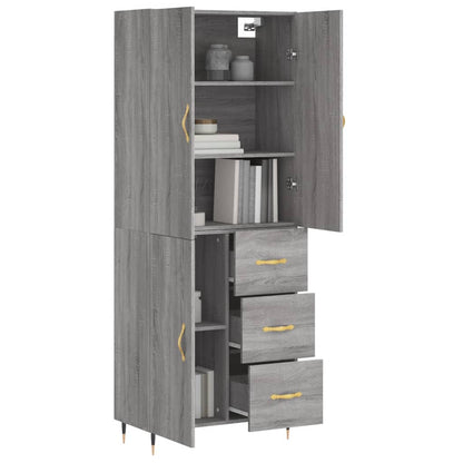 Highboard Grau Sonoma 69,5x34x180 cm Holzwerkstoff