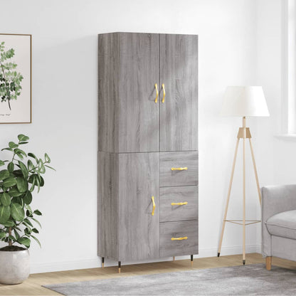 Highboard Grau Sonoma 69,5x34x180 cm Holzwerkstoff