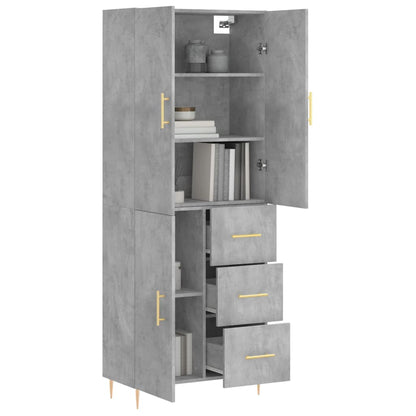 Highboard Betongrau 69,5x34x180 cm Holzwerkstoff