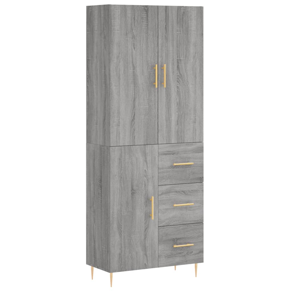 Highboard Grau Sonoma 69,5x34x180 cm Holzwerkstoff