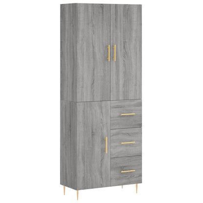 Highboard Grau Sonoma 69,5x34x180 cm Holzwerkstoff