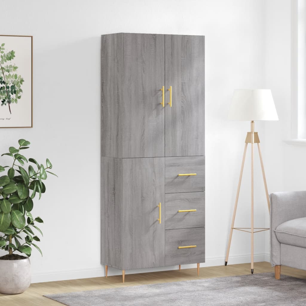 Highboard Grau Sonoma 69,5x34x180 cm Holzwerkstoff