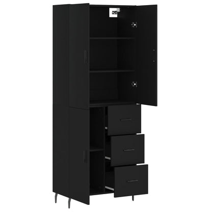 Highboard Schwarz 69,5x34x180 cm Holzwerkstoff