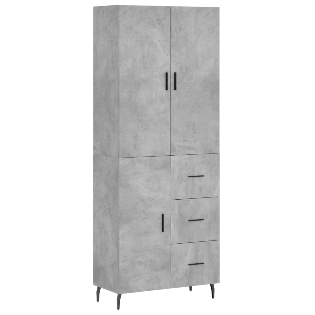 Highboard Betongrau 69,5x34x180 cm Holzwerkstoff