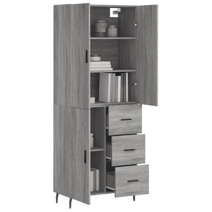 Highboard Grau Sonoma 69,5x34x180 cm Holzwerkstoff