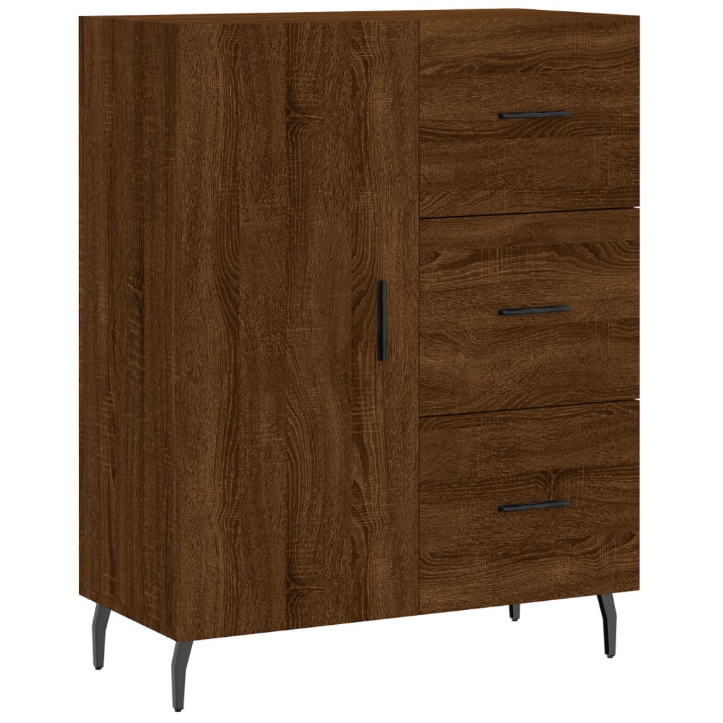 Highboard Braun Eichen-Optik 69,5x34x180 cm Holzwerkstoff