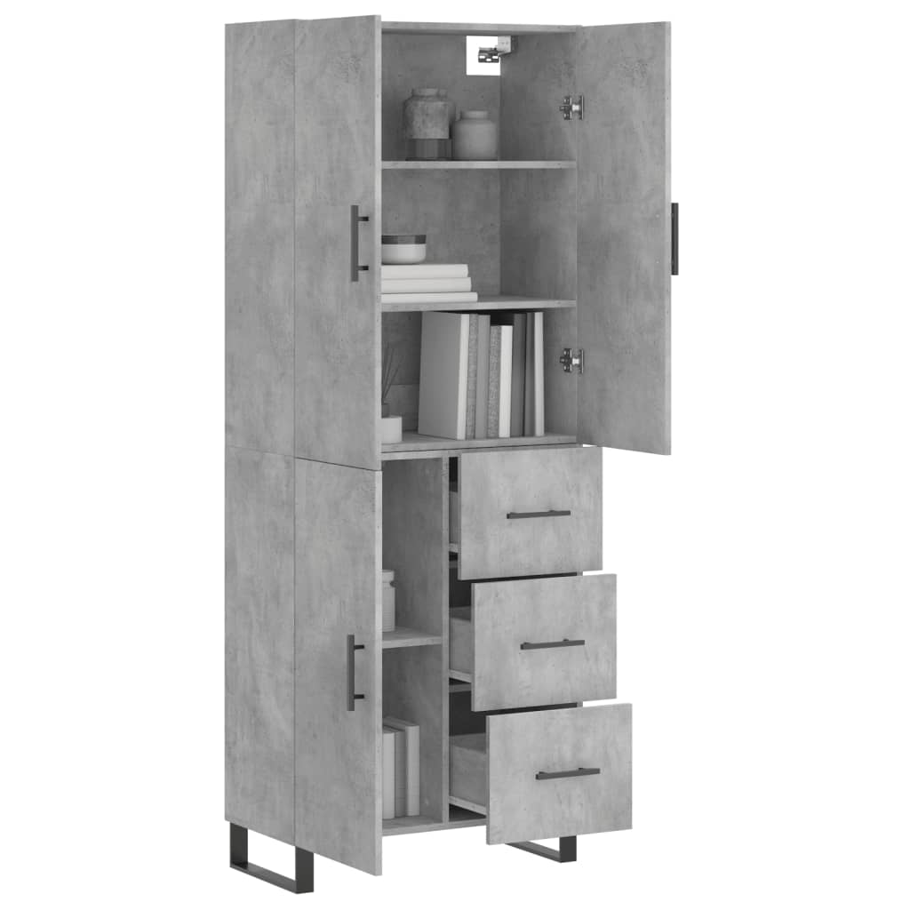 Highboard Betongrau 69,5x34x180 cm Holzwerkstoff