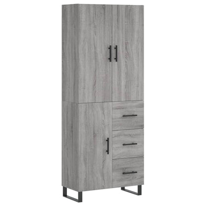 Highboard Grau Sonoma 69,5x34x180 cm Holzwerkstoff