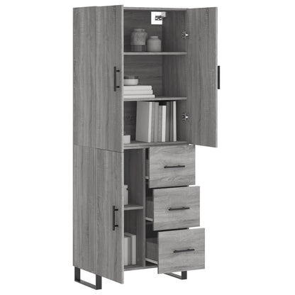 Highboard Grau Sonoma 69,5x34x180 cm Holzwerkstoff