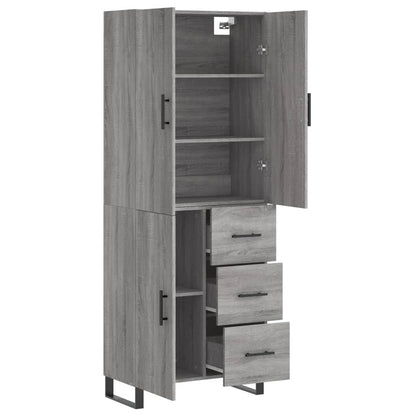 Highboard Grau Sonoma 69,5x34x180 cm Holzwerkstoff