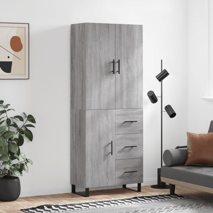 Highboard Grau Sonoma 69,5x34x180 cm Holzwerkstoff