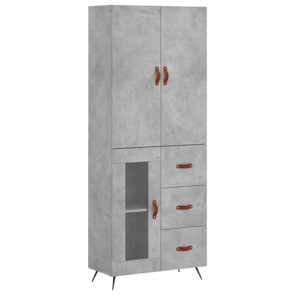 Highboard Betongrau 69,5x34x180 cm Holzwerkstoff