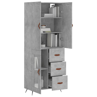 Highboard Betongrau 69,5x34x180 cm Holzwerkstoff