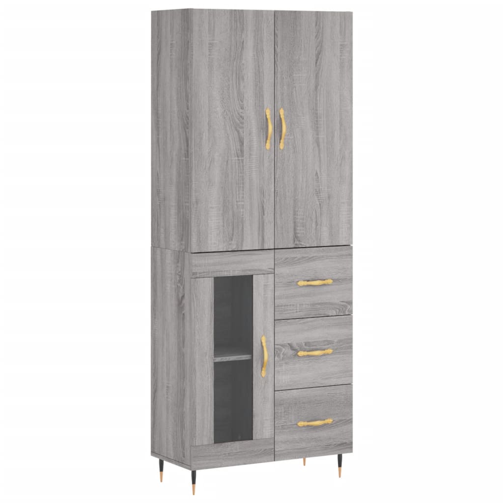 Highboard Grau Sonoma 69,5x34x180 cm Holzwerkstoff