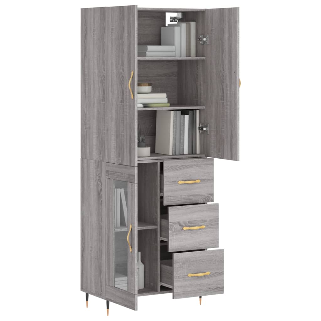 Highboard Grau Sonoma 69,5x34x180 cm Holzwerkstoff