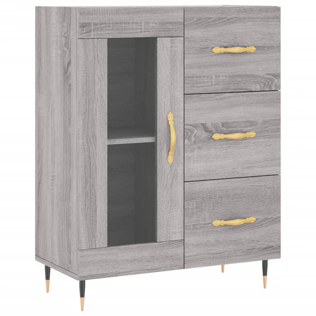 Highboard Grau Sonoma 69,5x34x180 cm Holzwerkstoff