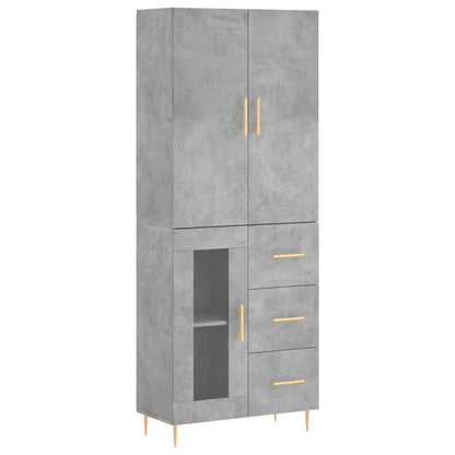 Highboard Betongrau 69,5x34x180 cm Holzwerkstoff