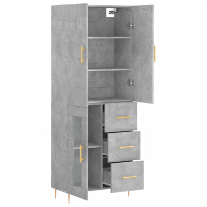 Highboard Betongrau 69,5x34x180 cm Holzwerkstoff